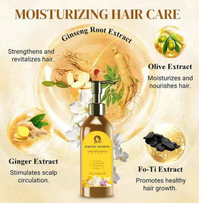 Japanese Grey-Cover Hair Dye Shampoo – Natural Color in 5 Minutes | Lasting Japanese Herbal Formula