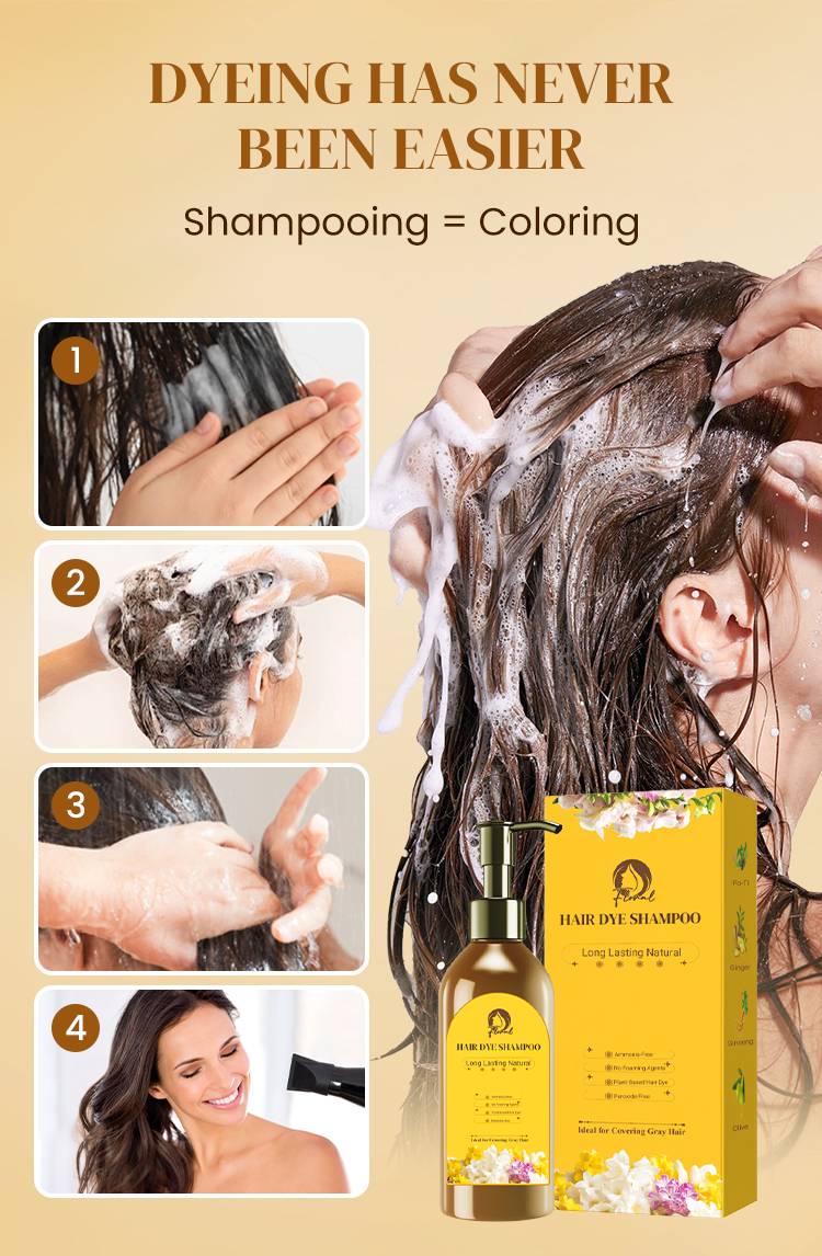 Japanese Grey-Cover Hair Dye Shampoo – Natural Color in 5 Minutes | Lasting Japanese Herbal Formula